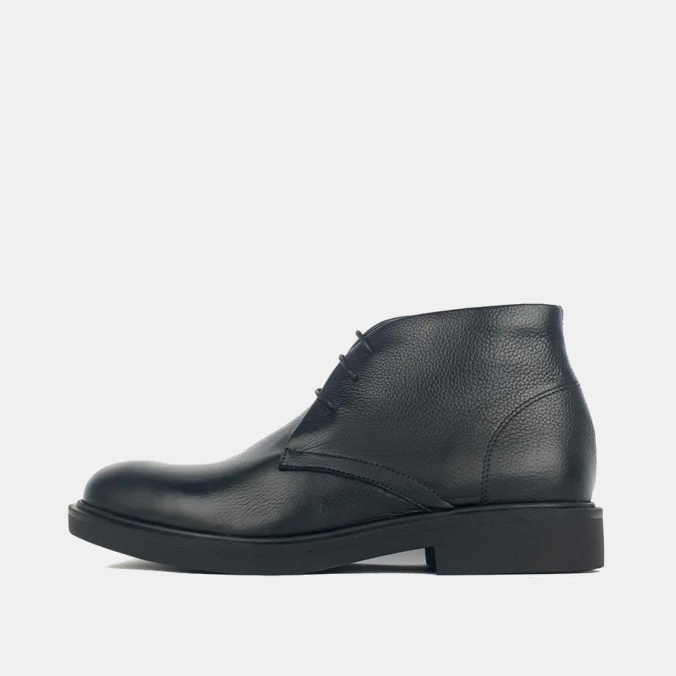 715 Bottine en cuir grainé Noir