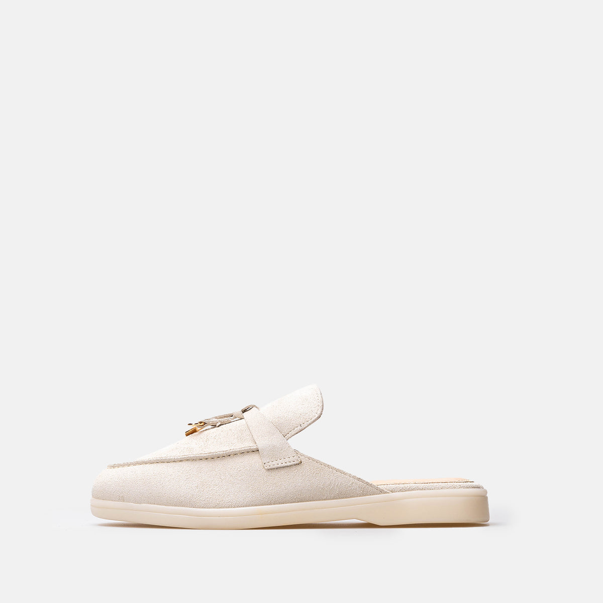 Volzak 0777 Mule en daim Blanc Cassé