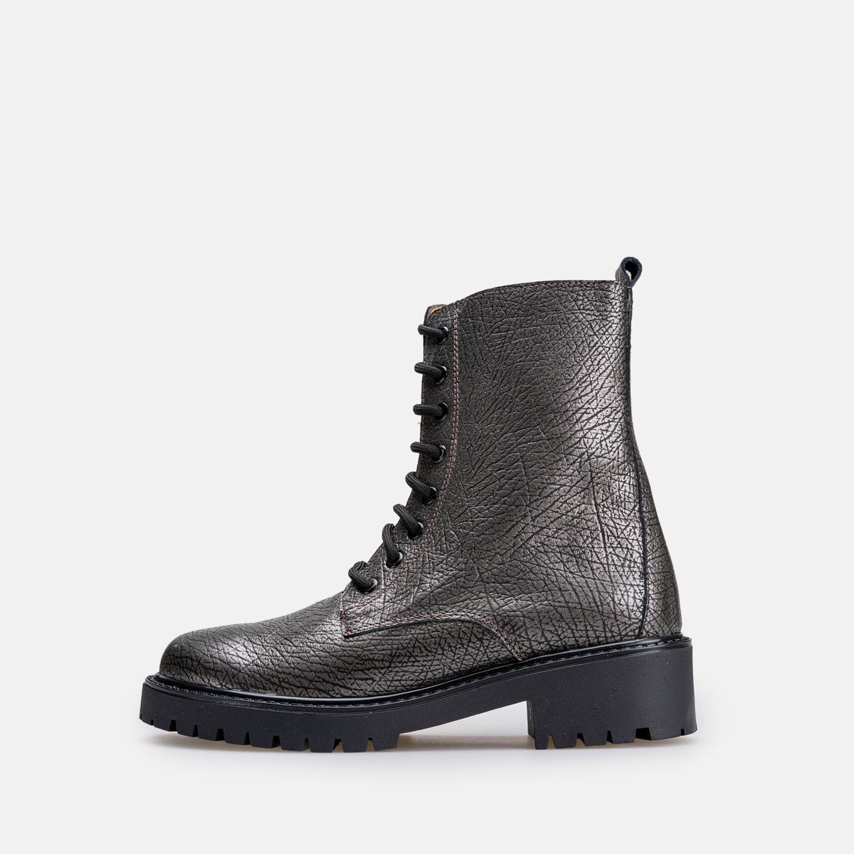 Volzak 4009 Bottine en cuir Noir Argenté Grainé