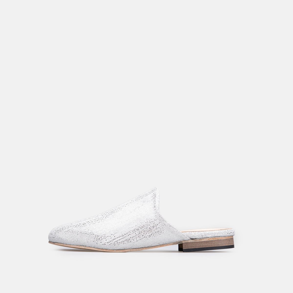 Volzak 3111 Mule en cuir blanc argenté Édition limitée
