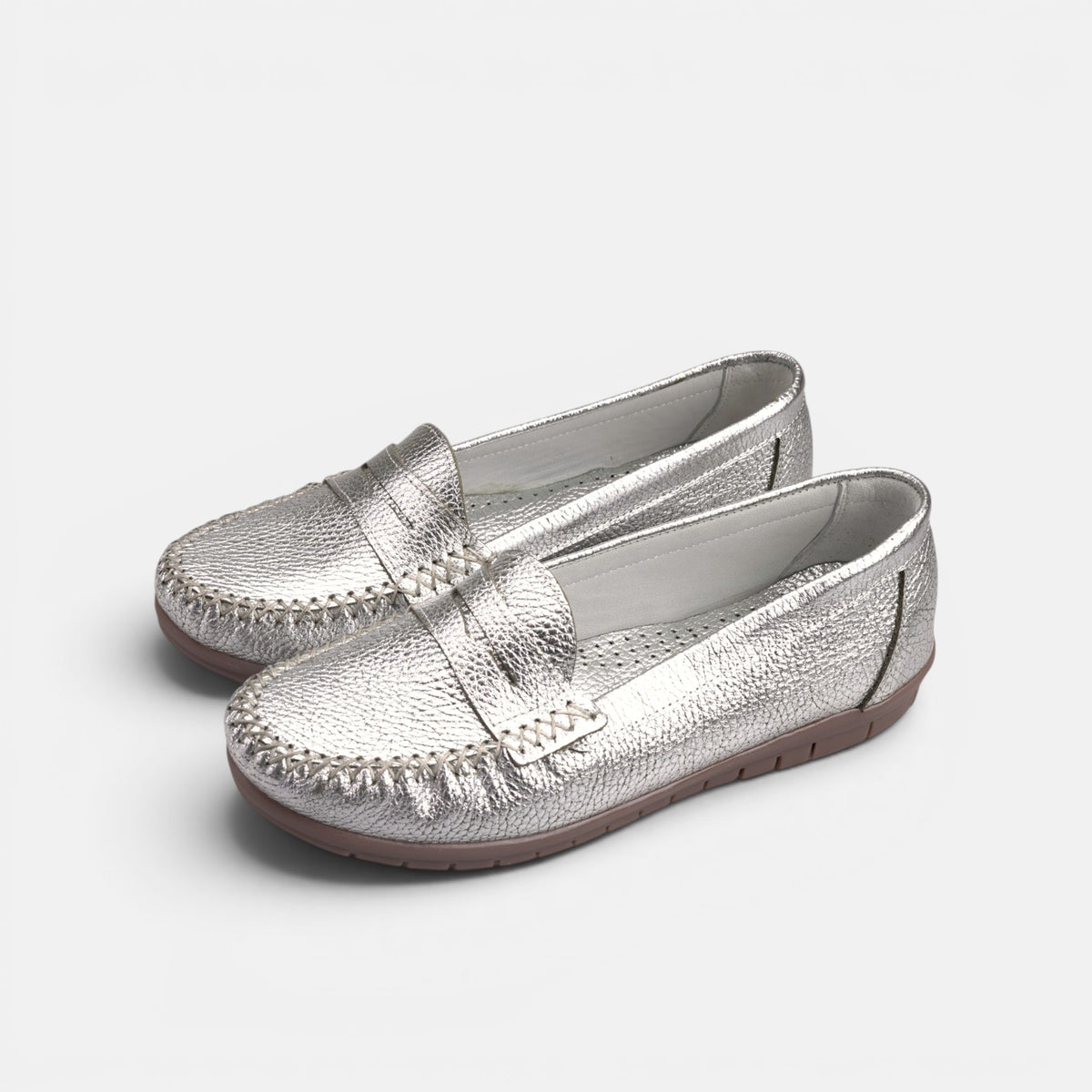 Volzak 897 Mocassin en cuir Argenté