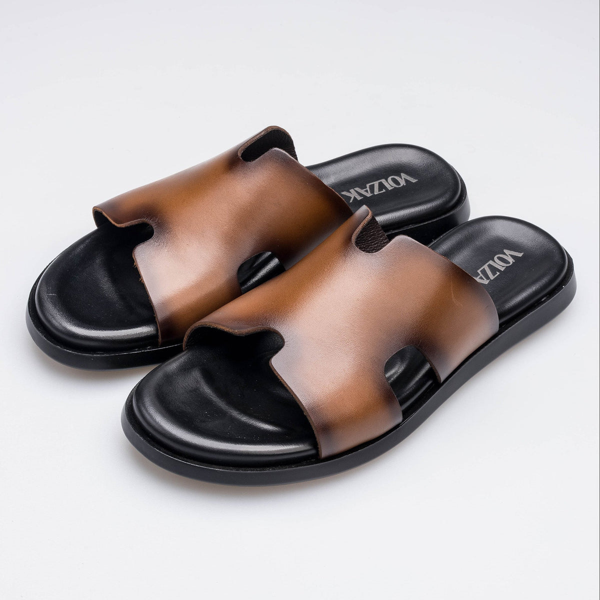 Volzak 5405 Sandale en cuir Marron Vintage