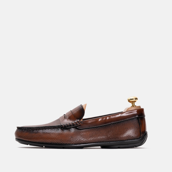 Volzak 5138 Mocassin en cuir Démasquable marron