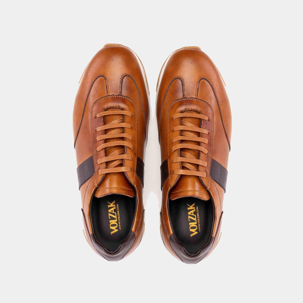 Volzak 6048 Camel Brown Leather Sneakers
