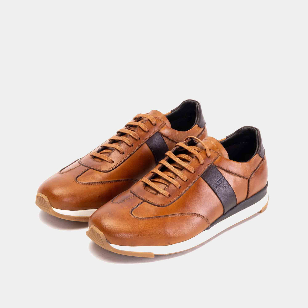 Volzak 6048 Camel Brown Leather Sneakers