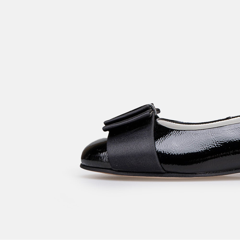 Volzak 077 Ballerine en cuir Noir Vernis