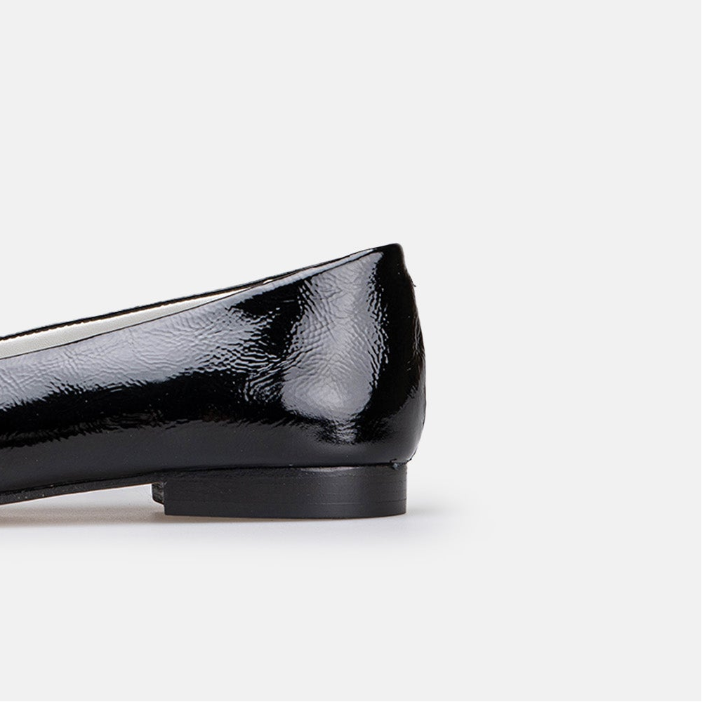 Volzak 077 Ballerine en cuir Noir Vernis