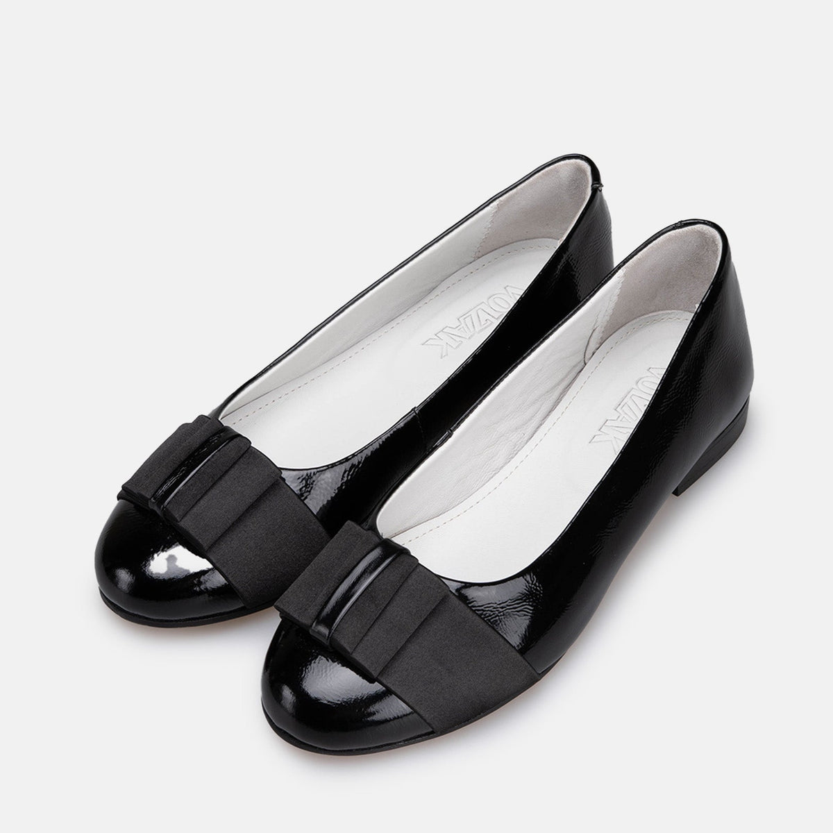 Volzak 077 Ballerine en cuir Noir Vernis