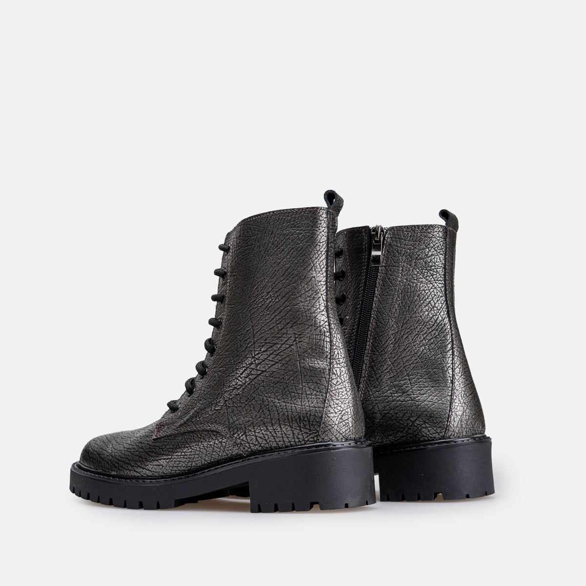 Volzak 4009 Bottine en cuir Noir Argenté Grainé