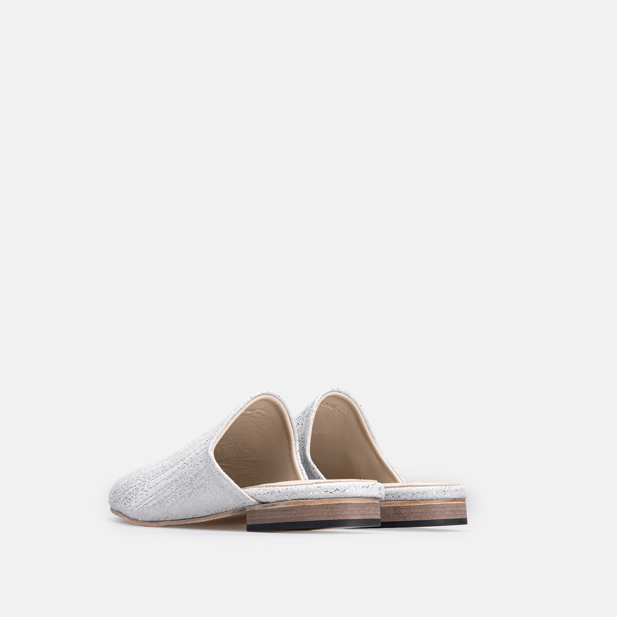 Volzak 3111 Mule en cuir blanc argenté Édition limitée