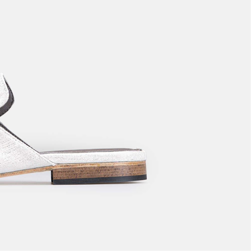 Volzak 3060 Mule en cuir Blanc Argenté Édition limitée