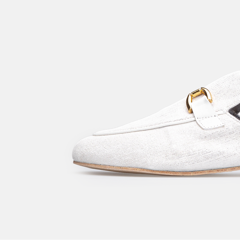 Volzak 3060 Mule en cuir Blanc Argenté Édition limitée