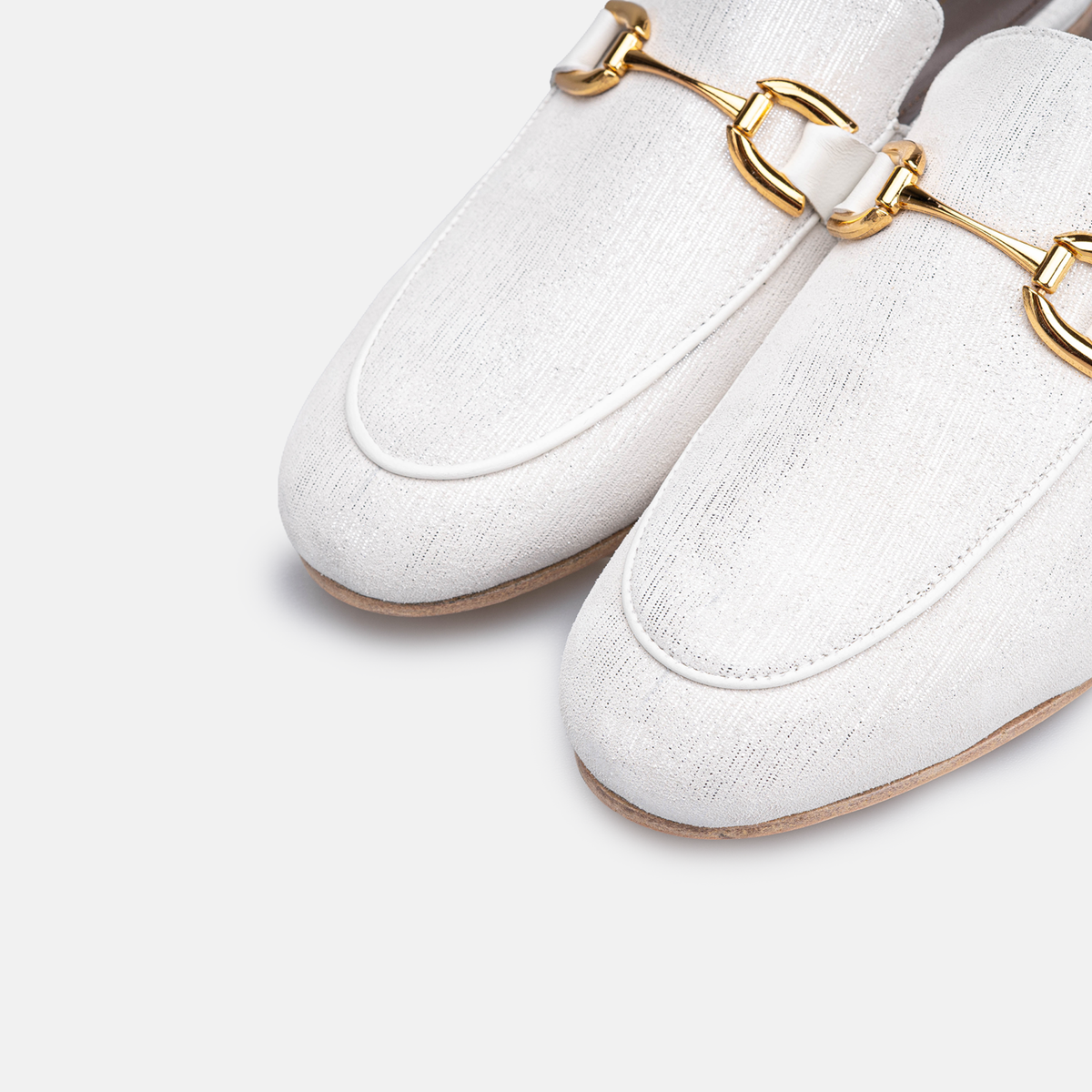Volzak 3060 Mule en cuir Blanc Argenté Édition limitée