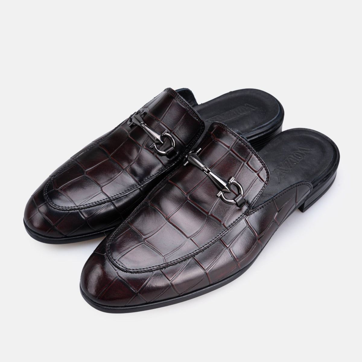 Volzak 5604 Mule en cuir Bordeaux Croco