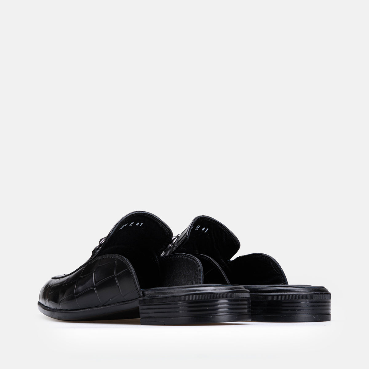Volzak 5604 Mule en cuir Noir Croco