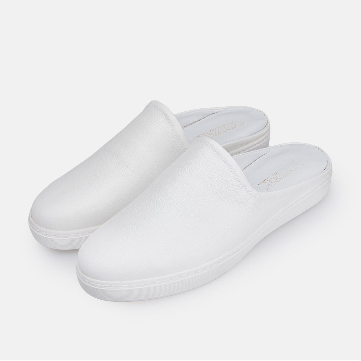 Volzak 5602 Mule en cuir Blanc Grainé