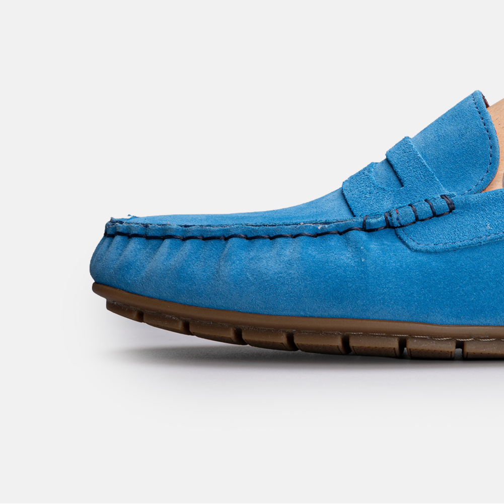 Volzak 704 Mocassin en daim Bleu Ciel