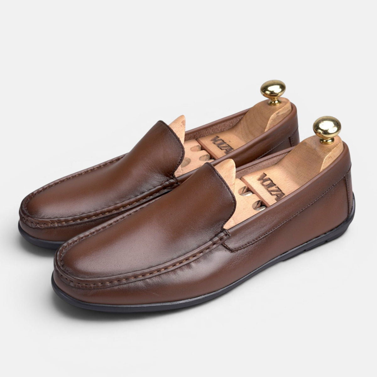 Volzak 5608 Mocassin en cuir Marron Vintage