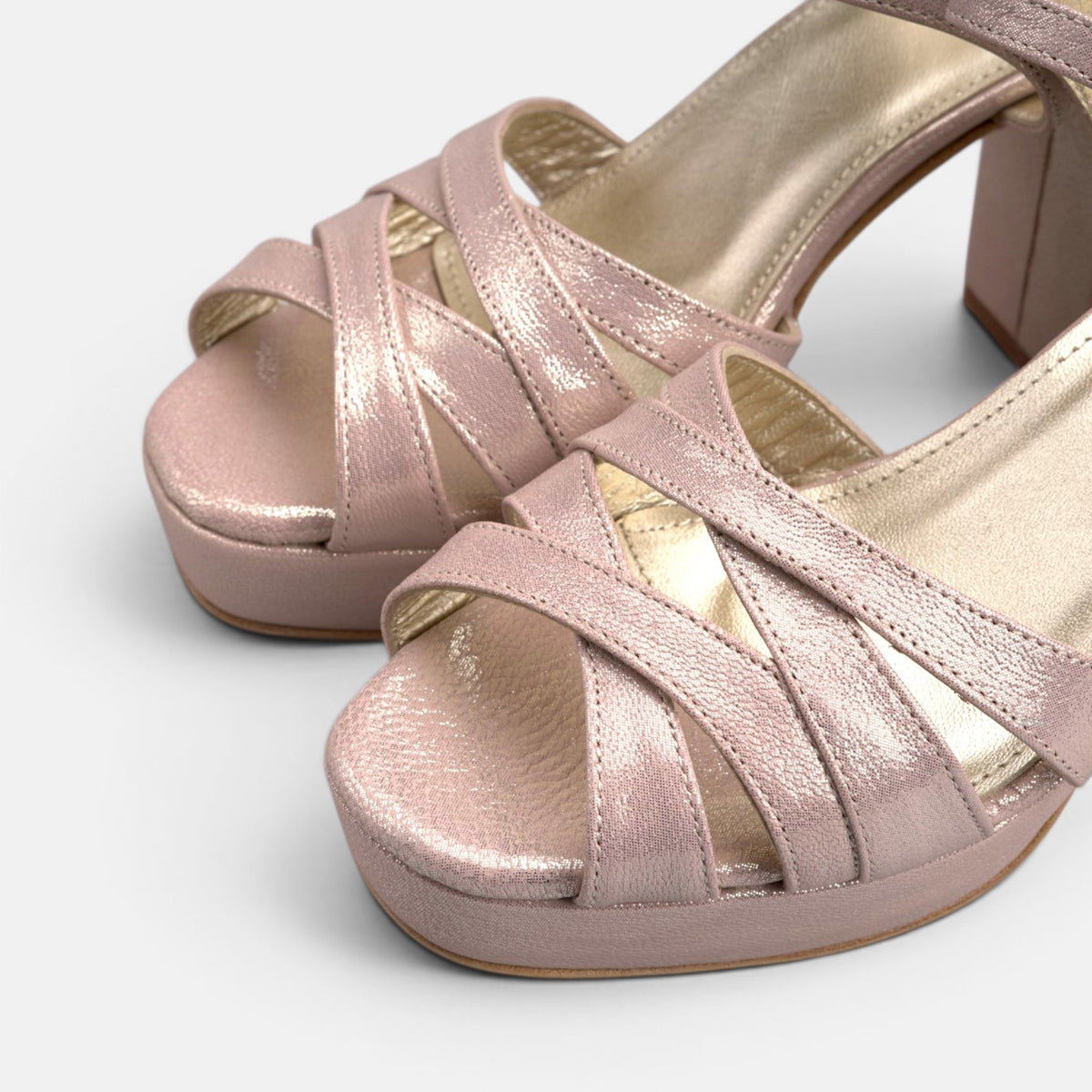 Volzak 800 Sandale à talon en cuir Rose