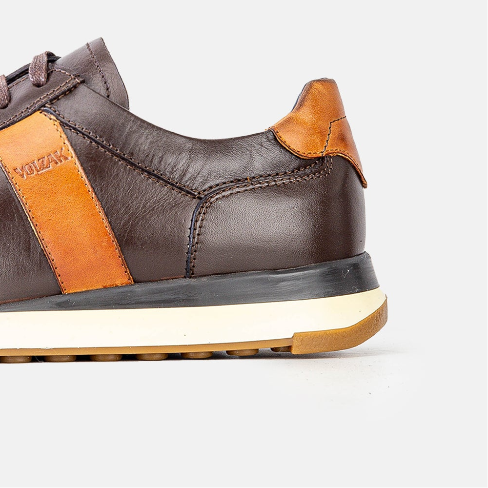 Volzak 6048 Camel Brown Leather Sneakers