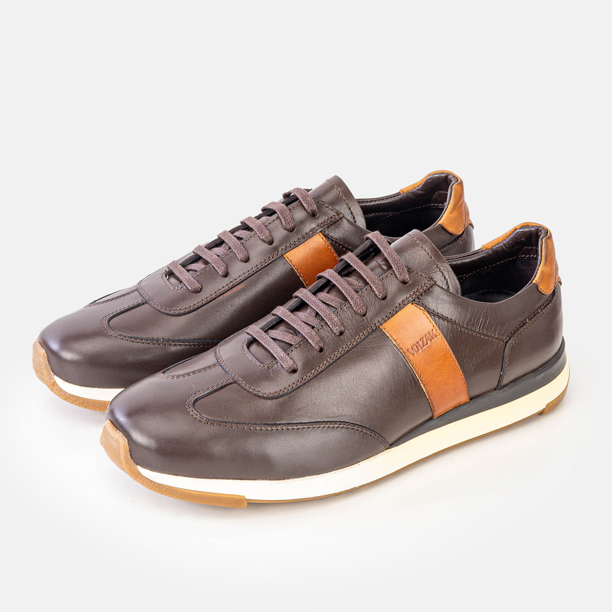 Volzak 6048 Camel Brown Leather Sneakers