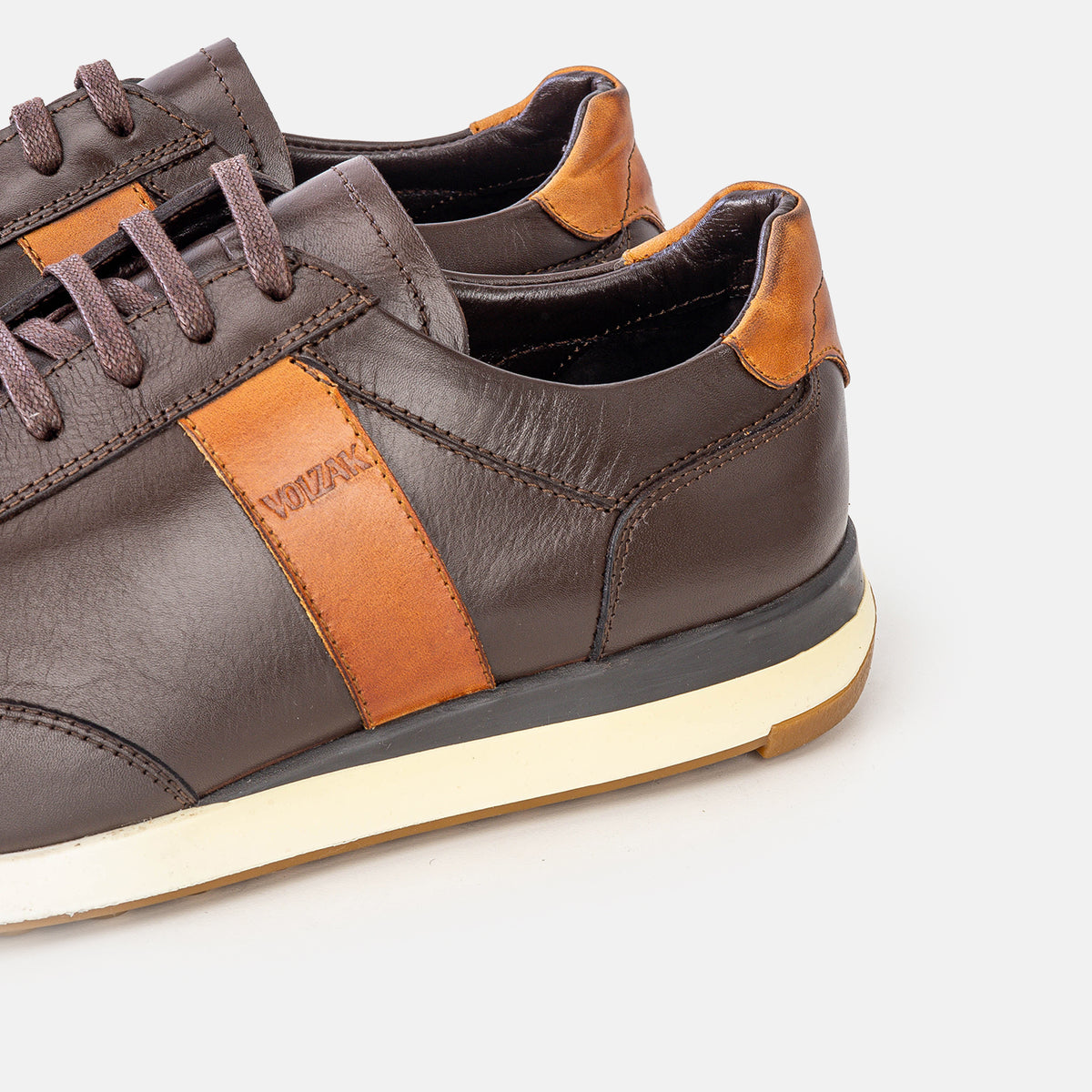 Volzak 6048 Camel Brown Leather Sneakers