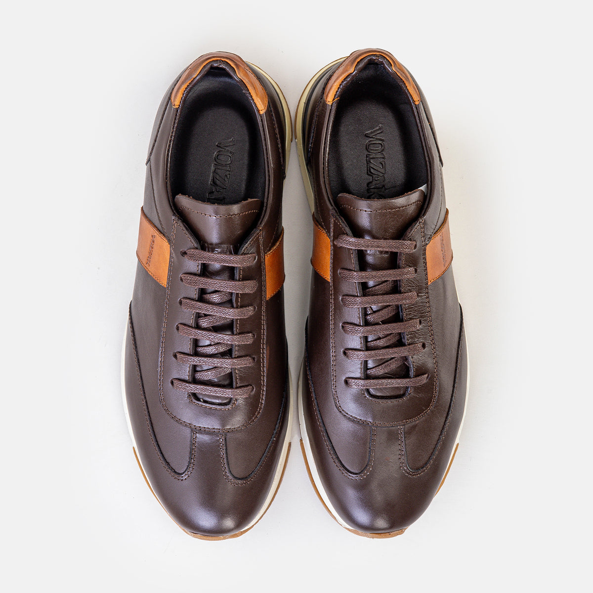 Volzak 6048 Camel Brown Leather Sneakers