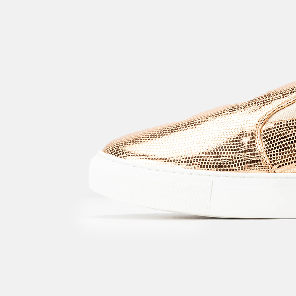 Volzak 072 Rose Gold Snake Leather Sneaker