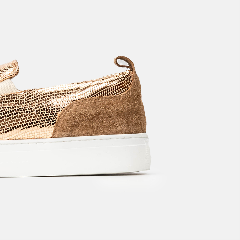Volzak 072 Rose Gold Snake Leather Sneaker
