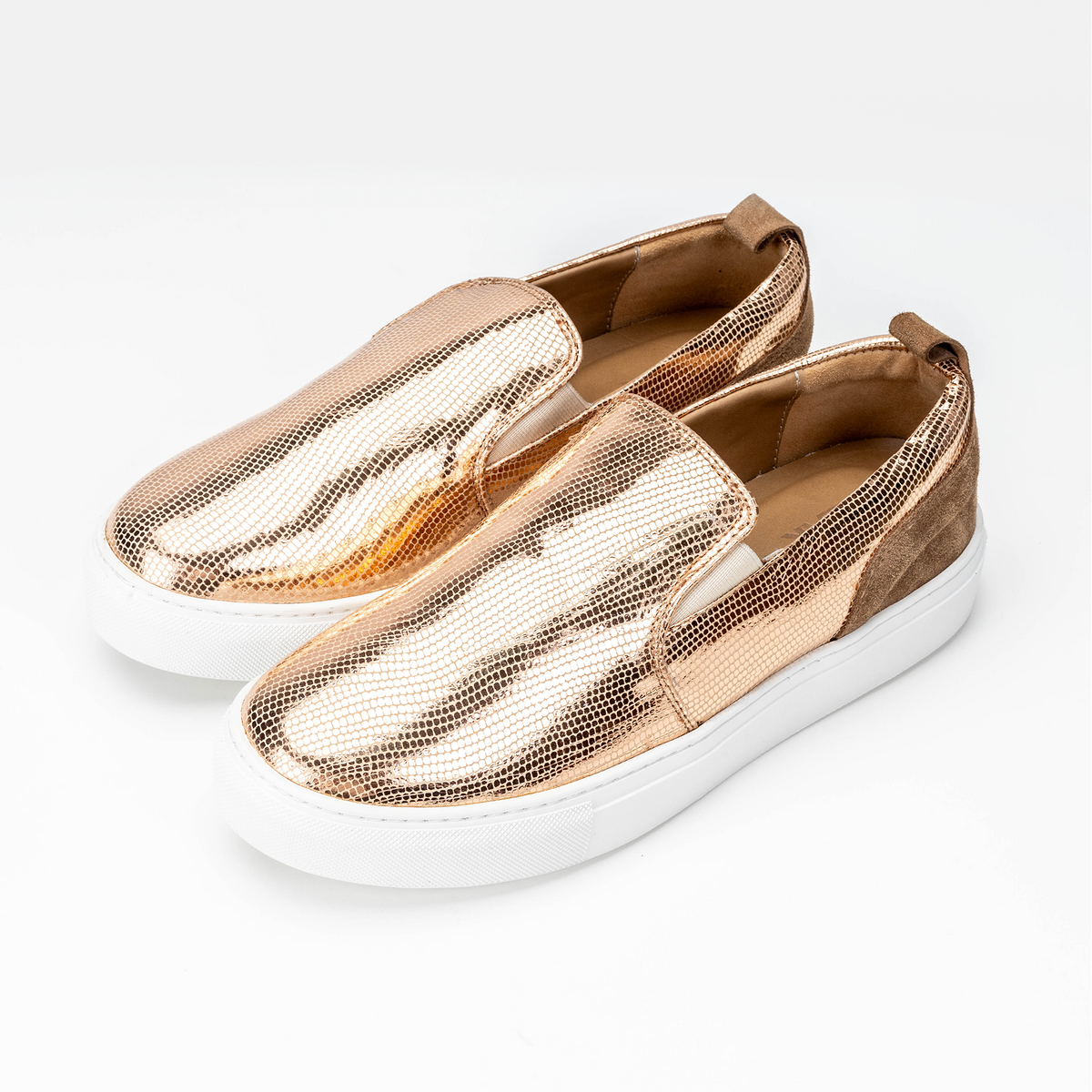 Volzak 072 Rose Gold Snake Leather Sneaker