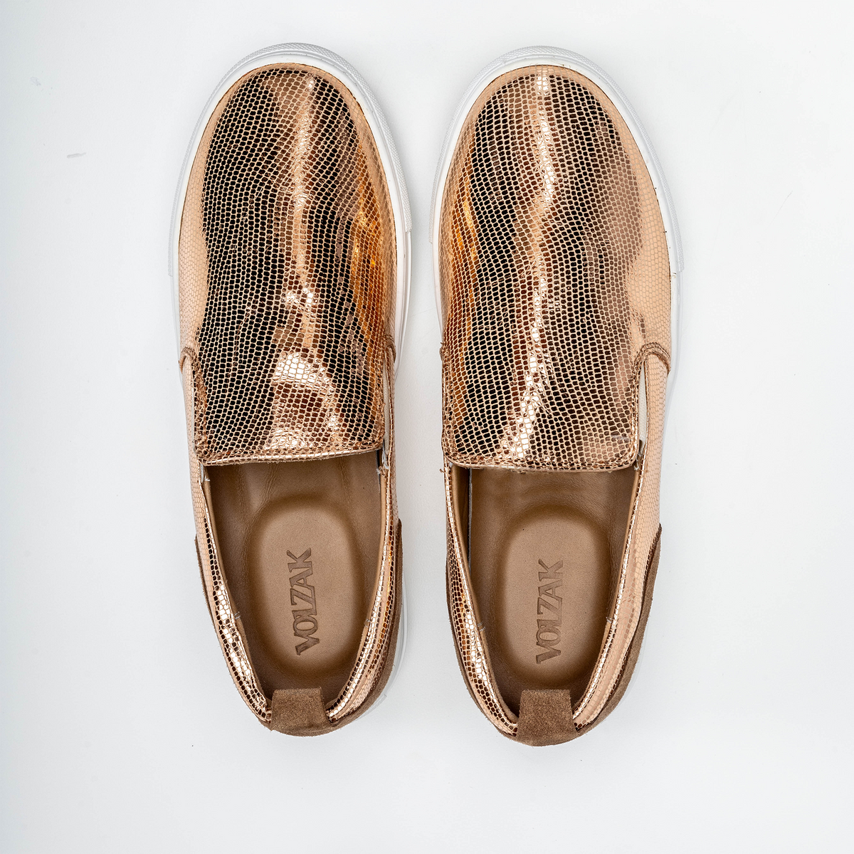 Volzak 072 Rose Gold Snake Leather Sneaker