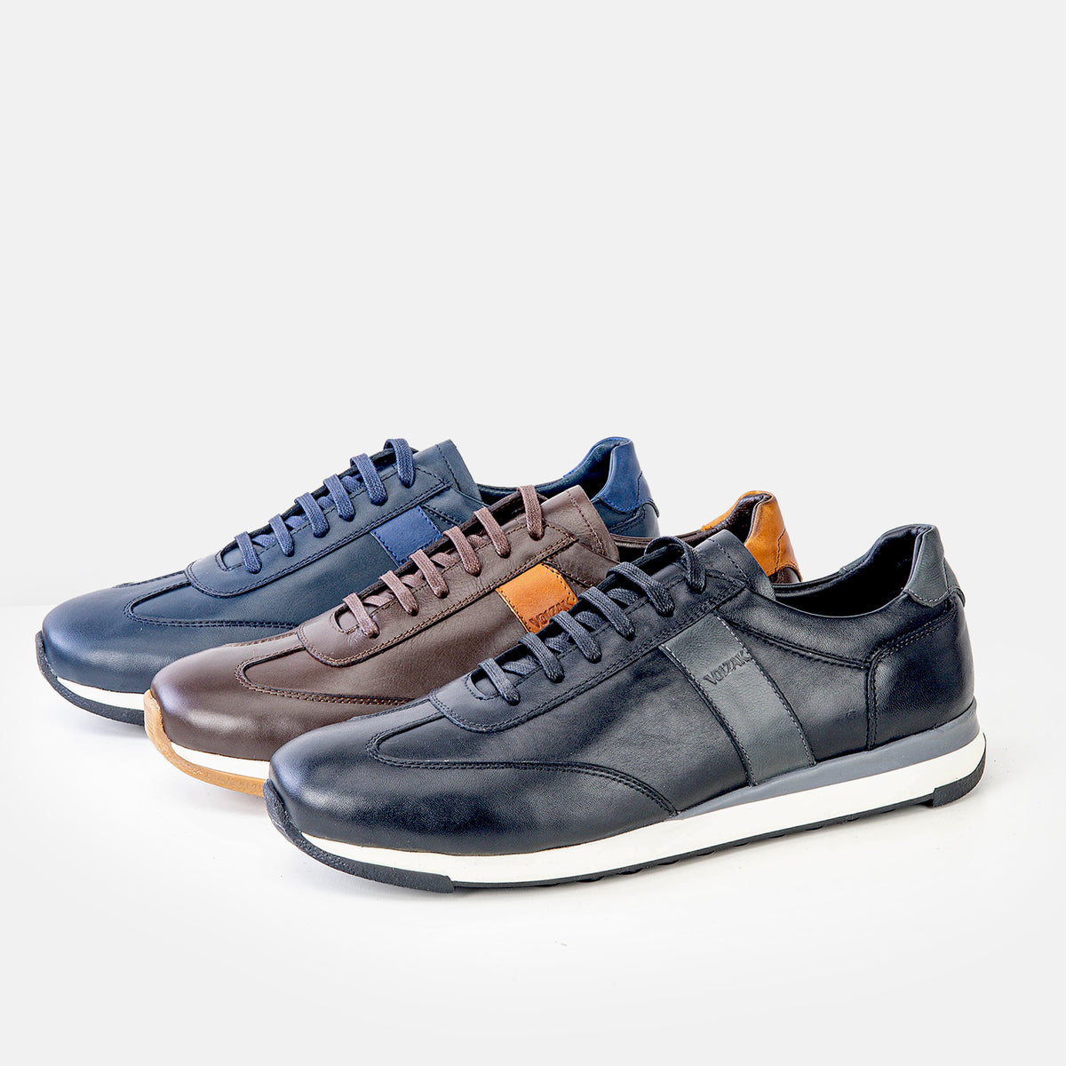 Volzak 6048 Camel Brown Leather Sneakers