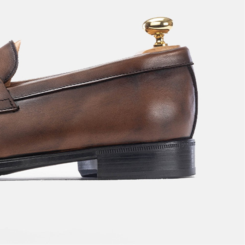Volzak 5157 Vintage Brown Leather Penny Loafer