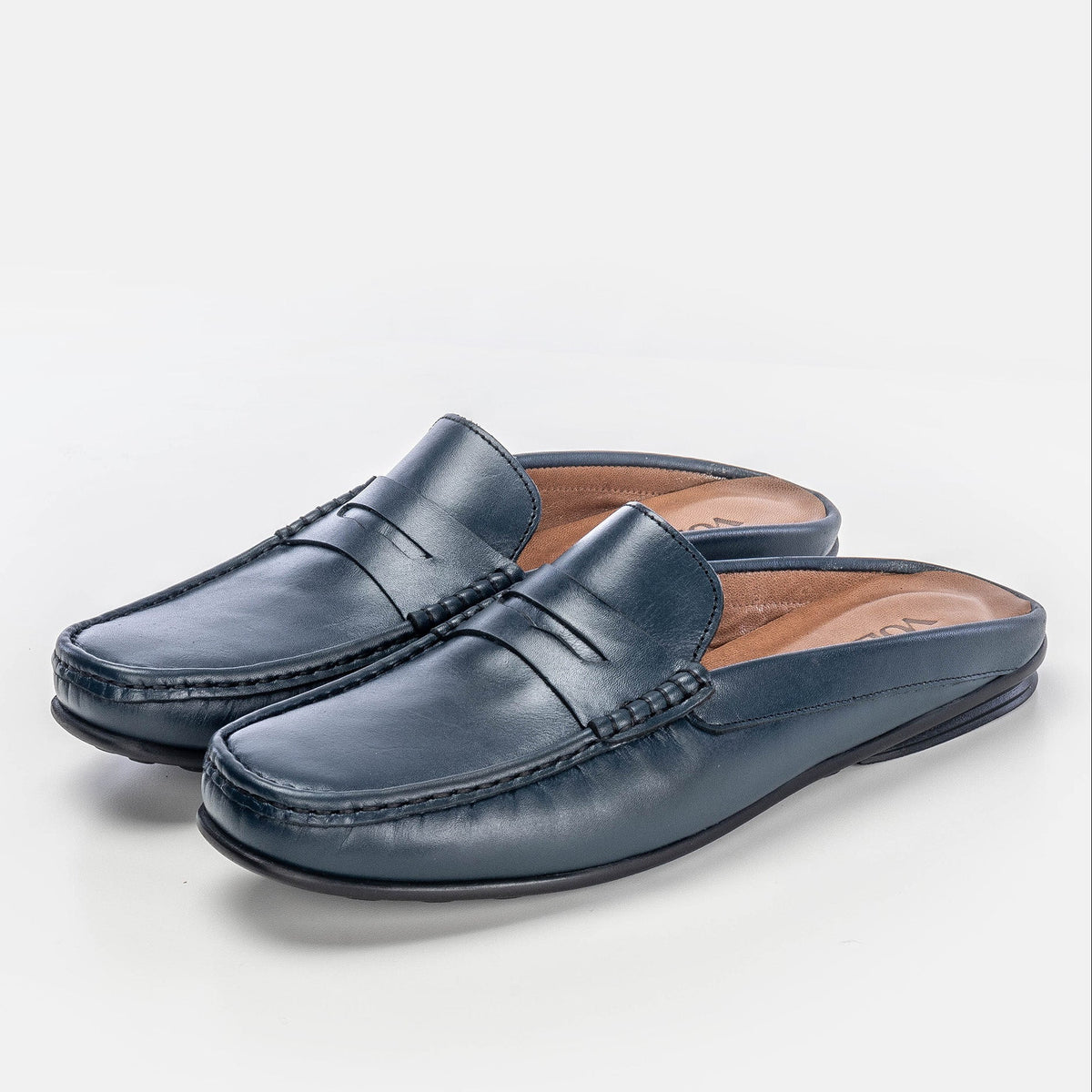 Volzak 5175 Mule en cuir bleu