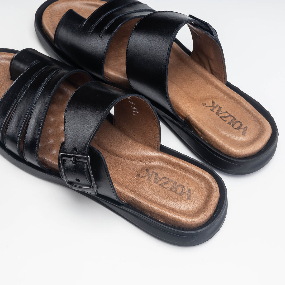 Volzak 5135 S Black Leather Sandal