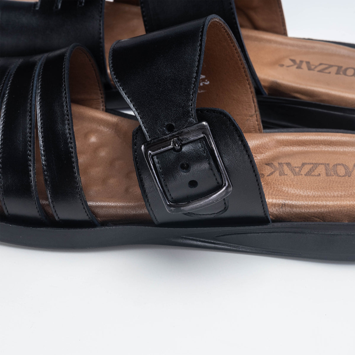 Volzak 5135 S Black Leather Sandal