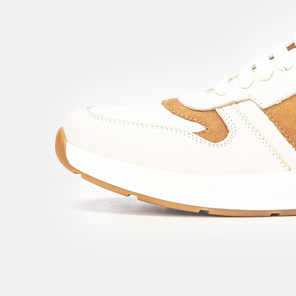 Volzak 3038 Leather Sneakers White Camel