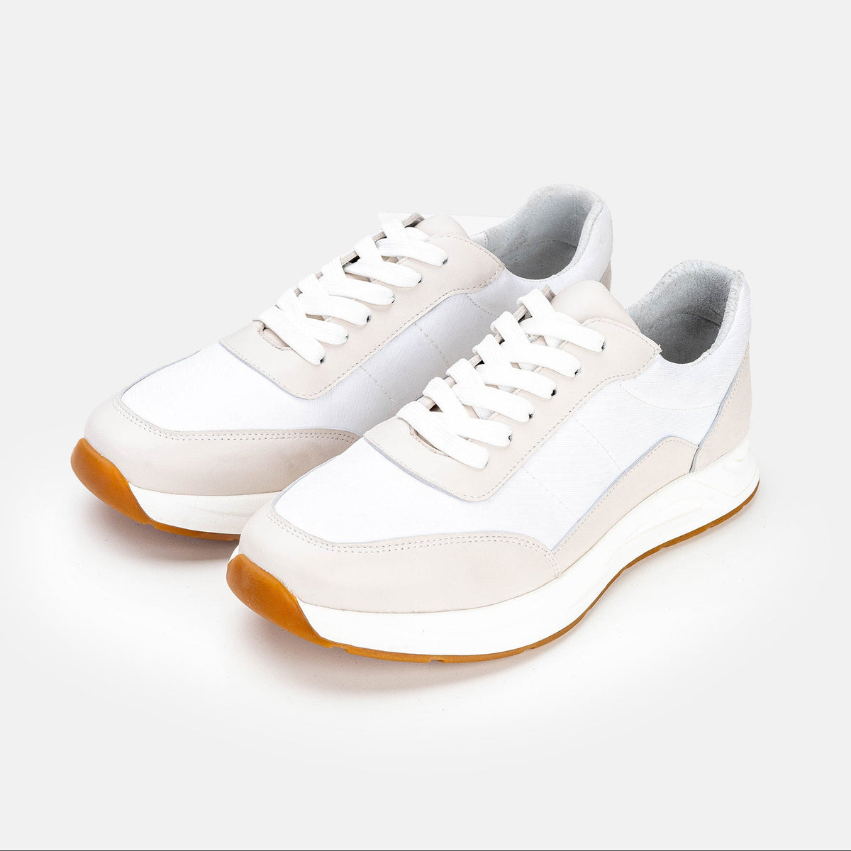 Volzak 3039 Beige White Leather Sneakers