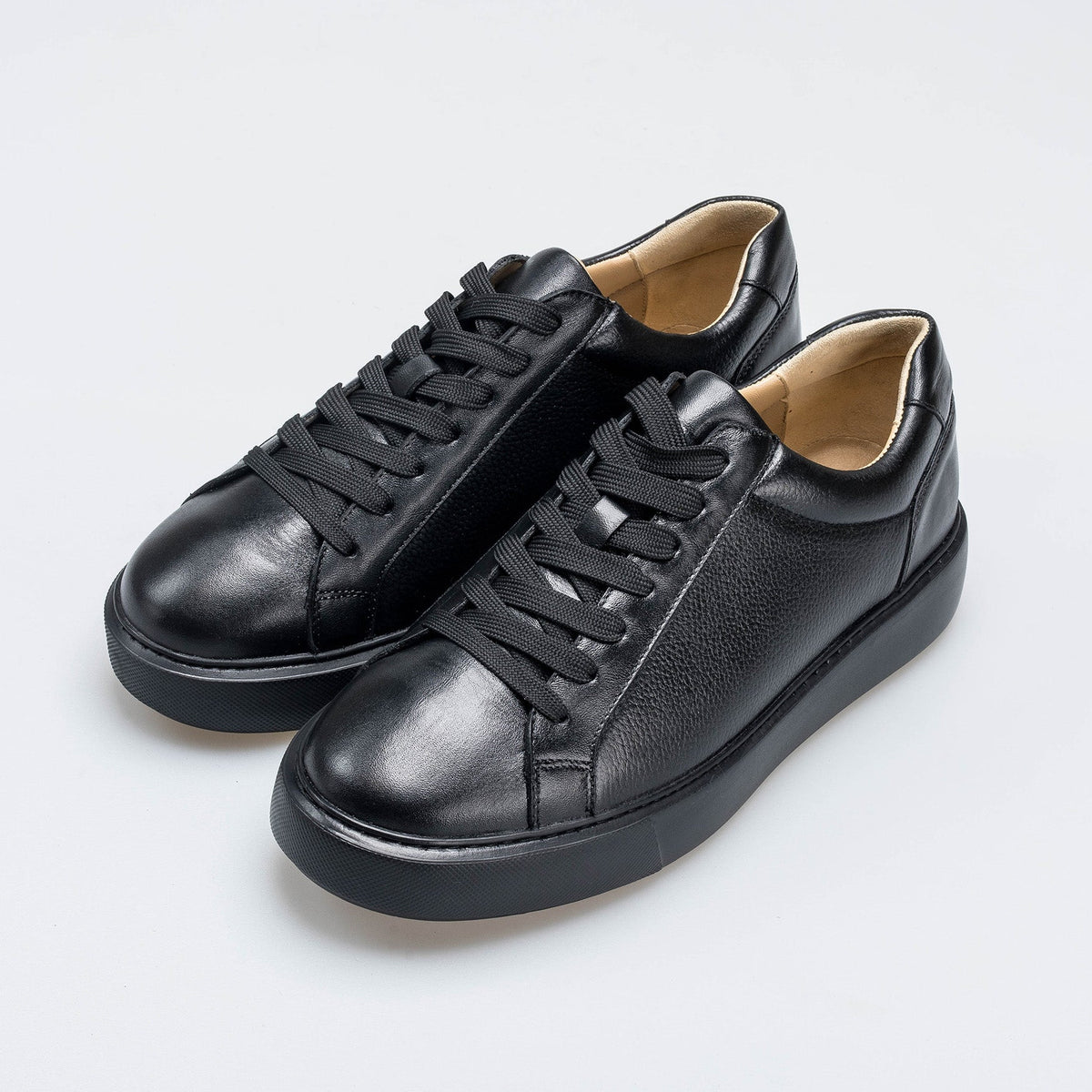 Volzak 1835 Black Grained Leather Sneakers