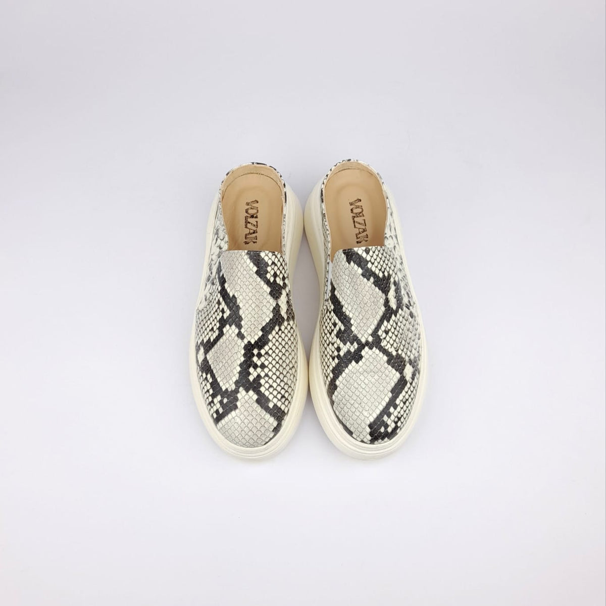 Volzak 02 Mule en cuir Beige & Noir