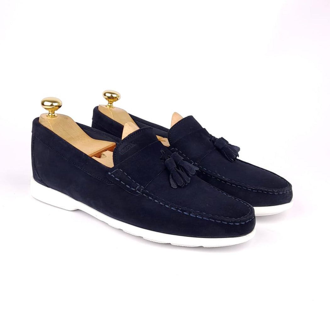 Volzak 011 Mocassin en daim bleu