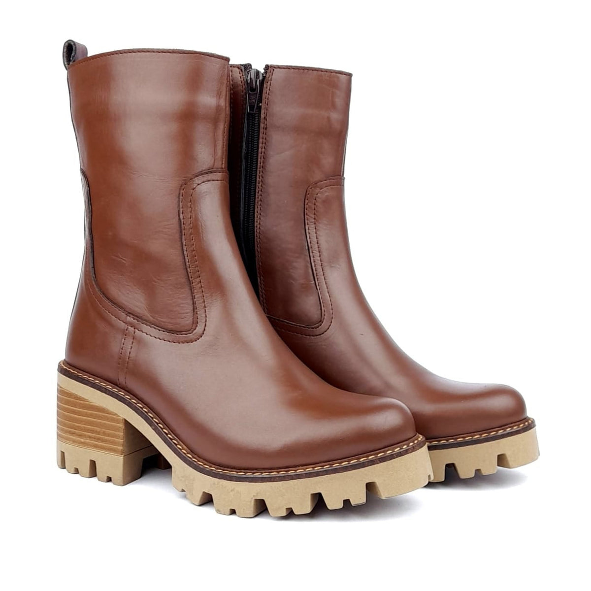2034 Brown Leather Ankle Boot
