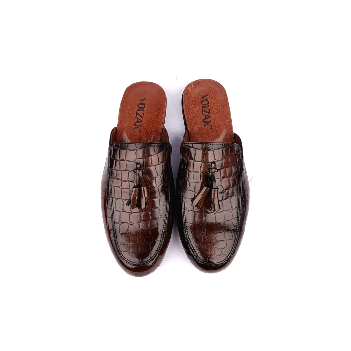 Volzak 5035 Mule en cuir Marron Vintage